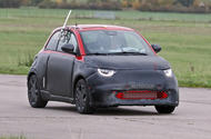 Abarth 500 EV 2023 camouflage front quarter tracking