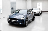 Polestar 2 2022 in showroom front quarter static Polestar 2 2022 in showroom front quarter static