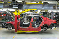 Jaguar XF production UK car body side