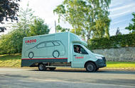 cazoo mercdes sprinter car transporter front quarter tracking