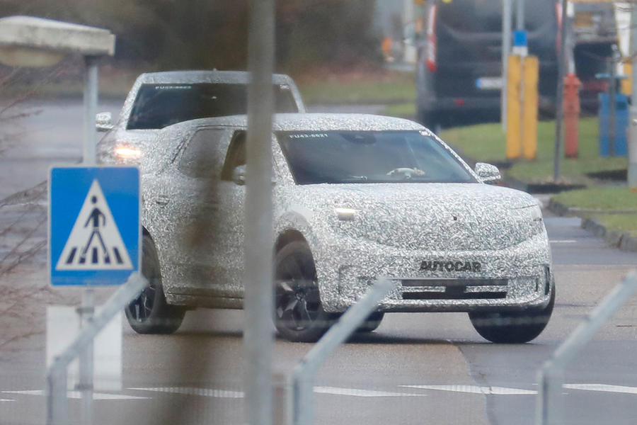 Ford electric suv prototype front quarter turning 2023