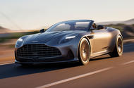 Aston Martin DB12 Volante front three quarter tracking