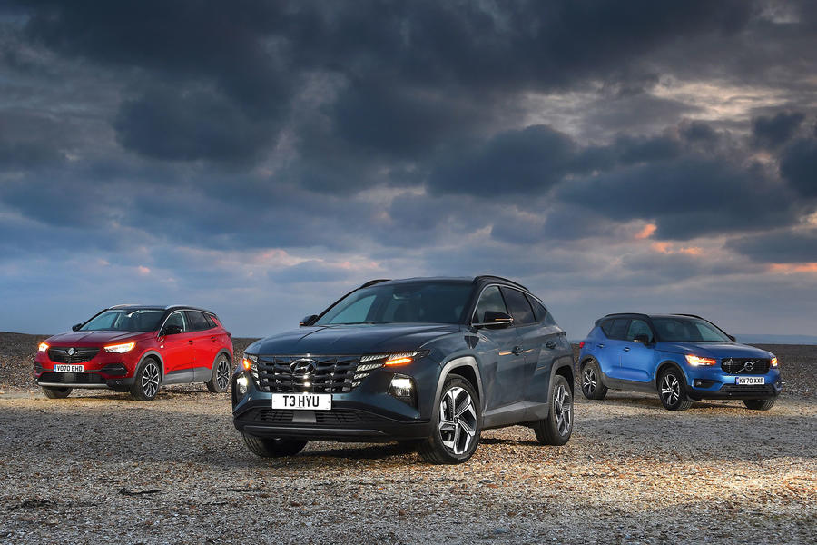Hyundai tuscon vs vauxhall grandland x vs volvo xc40 front