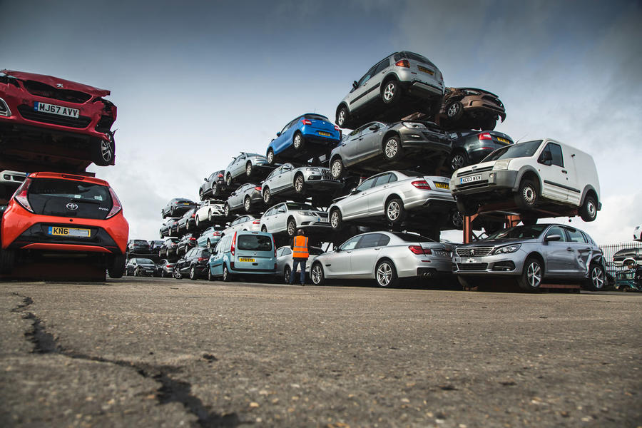 Cars in scrapyard