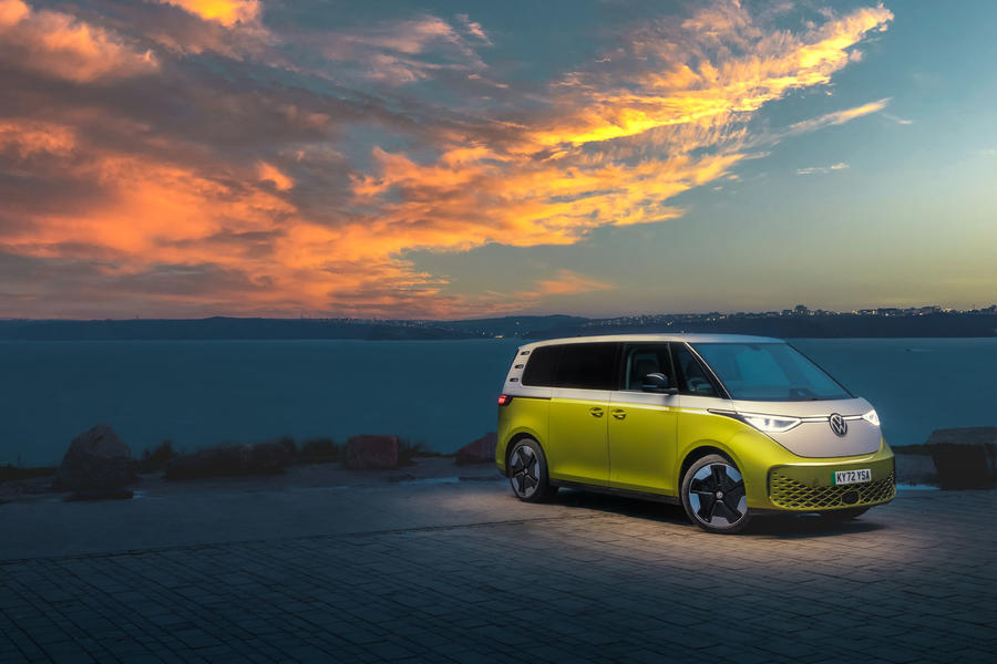 Volkswagen ID Buzz at sunrise – front quarter parked