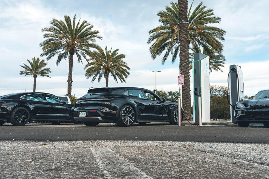 2024 Porsche Taycan prototypes connected to Electrify America chargers