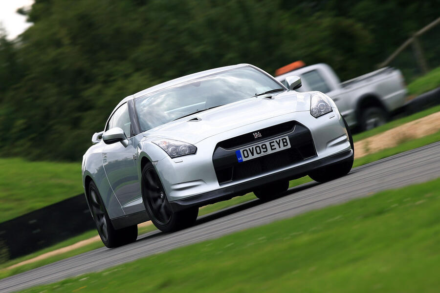 2009 Nissan GT-R powersliding on track