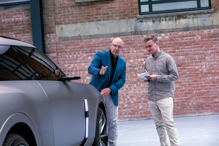 Bentley design director Robin Page (left) with Autocar's Felix Page (right)